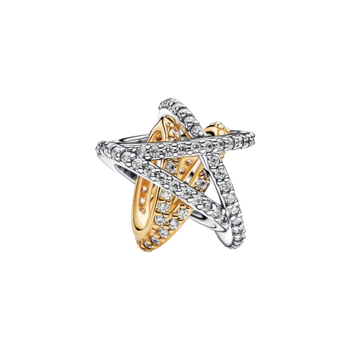 Charm Pandora Estrella Cruzada Brillante Oro 14k y Plata de Ley 925