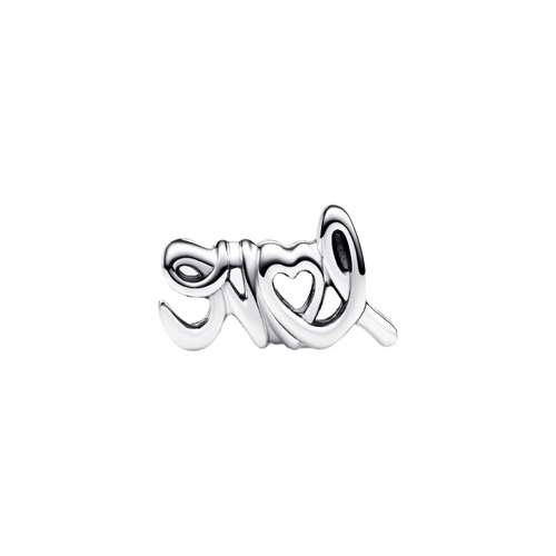 Charm Pandora Amor Manuscrito – Plata de Primera Ley con Detalles Grabados