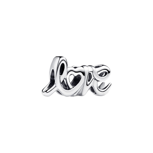 Charm Pandora Amor Manuscrito – Plata de Primera Ley con Detalles Grabados