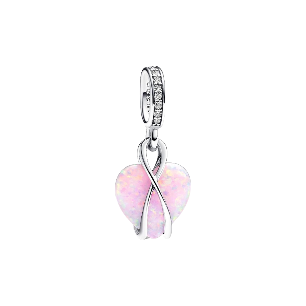 Charm Pandora Colgante Corazón Opalescente Mamá en Plata de Primera Ley