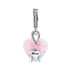 Charm Pandora Colgante Corazón Opalescente Mamá en Plata de Primera Ley