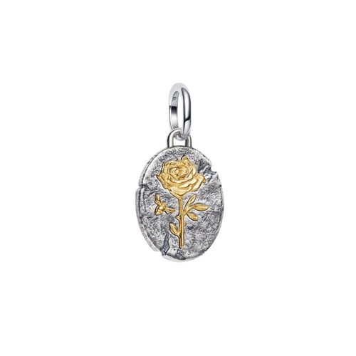 Charm Pandora Medallón con Rosa en Plata de Primera Ley