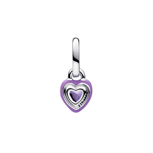 Charm Pandora Mini Colgante ME Chakra Corazón Morado en Plata de Primera Ley