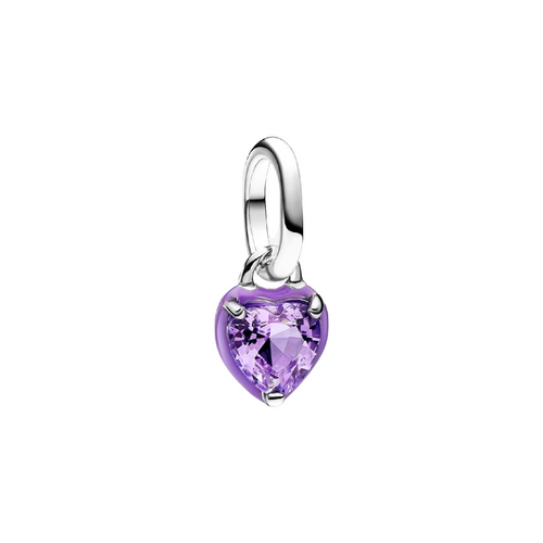 Charm Pandora Mini Colgante ME Chakra Corazón Morado en Plata de Primera Ley