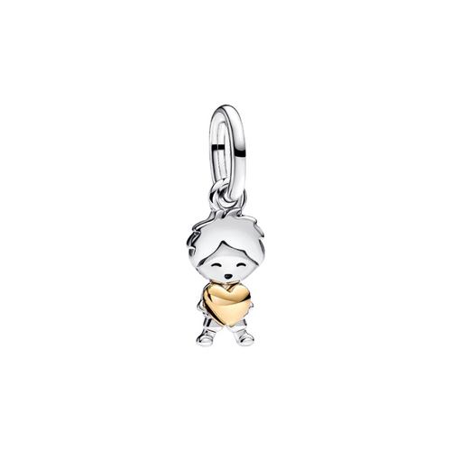 Charm Colgante Pandora Niño Feliz Plata de Ley 925 con Recubrimiento en Oro 14k
