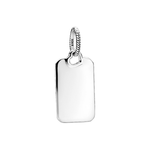 Colgante Pandora Etiqueta Rectangular Grabable – Plata de Primera Ley
