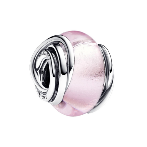 Charm Pandora de Cristal de Murano Rosa Envuelto – Plata de Primera Ley