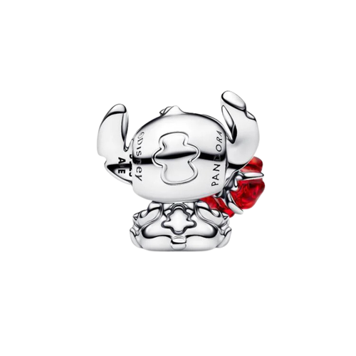 Charm Pandora Stitch Disney con Cristal de Murano Rosa – Colgante Compatible para Pulseras