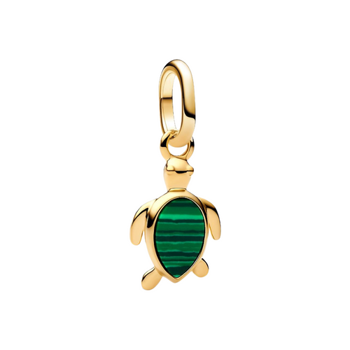 Charm Mini Colgante Pandora Tortuga Verde con Recubrimiento en Oro de 14k
