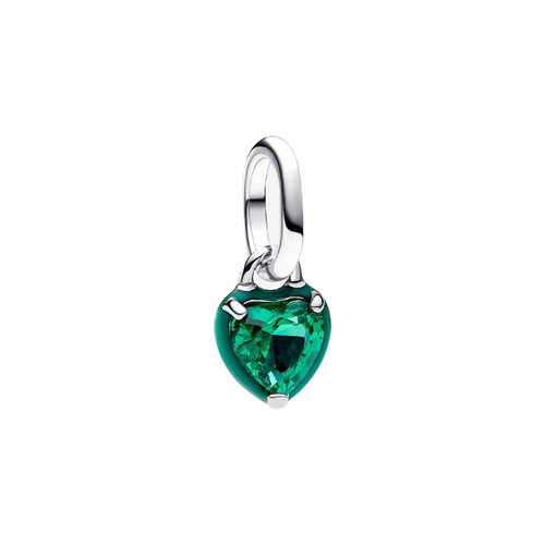 Mini Charm Pandora Colgante Chakra Corazón Verde en Plata de Primera Ley