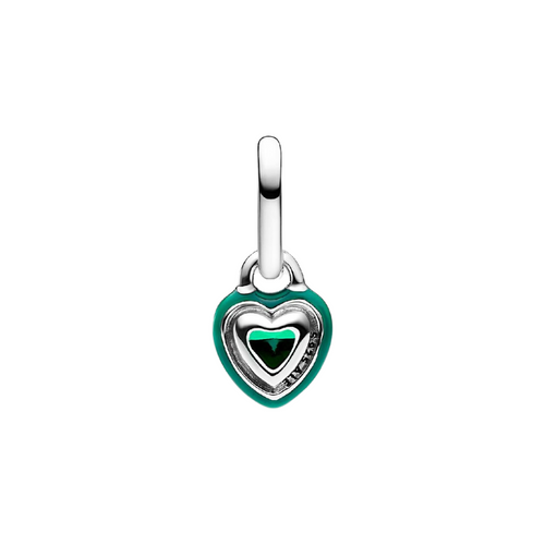 Mini Charm Pandora Colgante Chakra Corazón Verde en Plata de Primera Ley